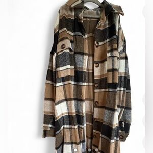 Plaid Button-Up Coat